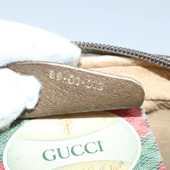 GUCCI GG Supreme Web Sherry Line Clutch Bag PVC Beige Red 89 01 012 Auth bs18432 - Picture 5 of 16